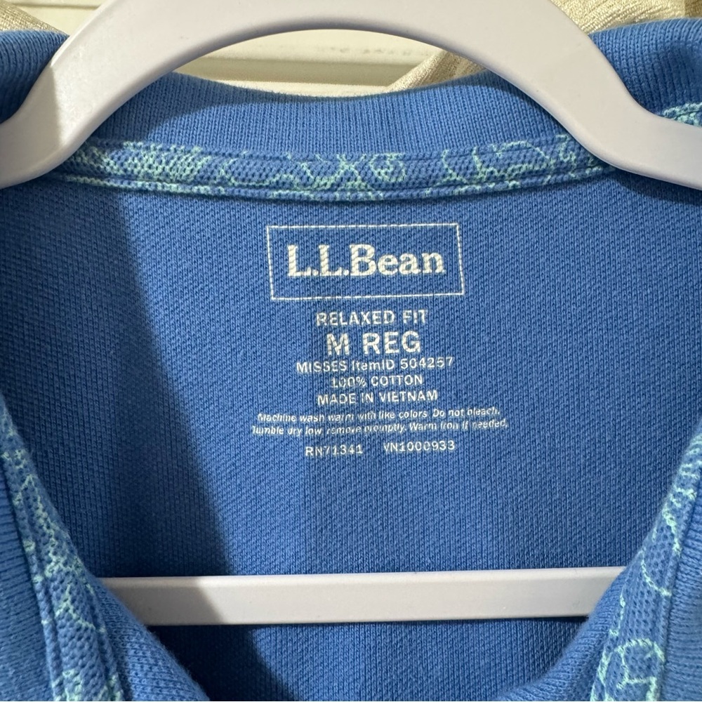 L.L. Bean Floral Cotton Polo – Women’s Medium – 100% Cotton - Picture 4 of 8